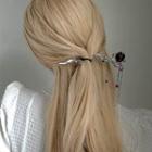 Alloy Hair Stick Silver & Red - One Size