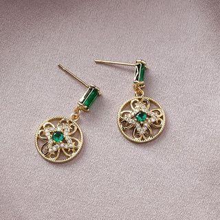 Faux Crystal Clover Dangle Earring As Shown In Figure - One Size