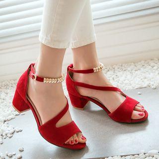 Faux-suede Low-heel Sandals