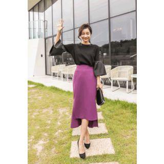 Ruffle-hem Asymmetric Skirt