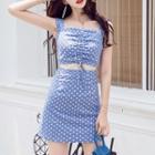 Sleeveless Cut Out Dotted Sundress