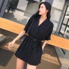 Dotted Tie Waist Playsuit