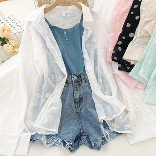 Daisy Sheer Long-sleeve See-through Shirt