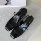 Square-toe Sling-back Kitten-heel Pumps