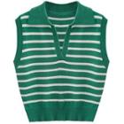 Striped Polo-neck Sweater Vest