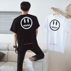 Short-sleeve Smiley Face Printed T-shirt