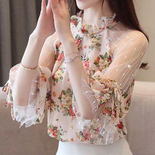 Ruffle Lace Dot Sleeve Blouse