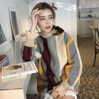 Chiffon Panel Color Block Sweatshirt