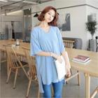 V-neck 3/4-sleeve Long T-shirt