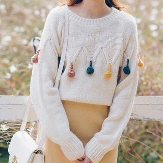 Ball Accent Sweater Off-white - One Size