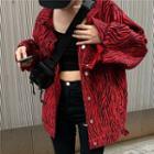 Zebra Print Denim Shirt Jacket