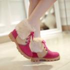 Color Block Lace-up Ankle Boots