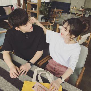Couple Matching Ring Detail Short-sleeve T-shirt