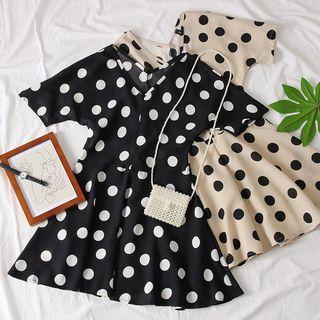 V-neck Polka-dot Mini Dress