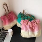 Letter Embroidered Tassel Trim Tote Bag