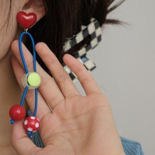 Heart Beaded Drop Earring 1 Pair - Blue - One Size