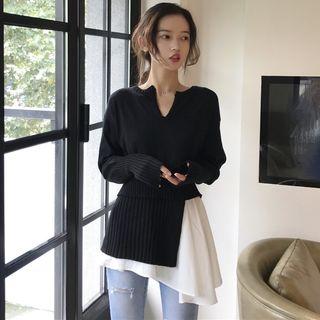 Mock Two-piece Sweater Black - One Size
