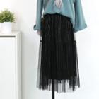 Mesh Glitter Stripe Midi Skirt