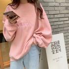 Oversized Lettering Sweatshirt Pink - One Size