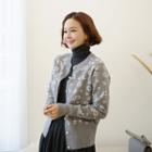 Faux-pearl Button Floral Cardigan