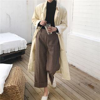 Cropped Houndstooth Wide-leg Dress Pants