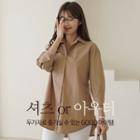 Adjustable-waist Dip-back Boxy Shirt