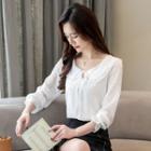 Frilled Peter Pan Collar Chiffon Blouse