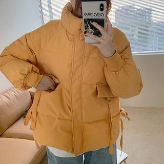 Plain Zipper Long-sleeve Coat