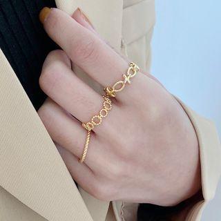 Set Of 3: Alloy Open Ring (assorted Designs) K07 - Set Of 3 - Gold - One Size