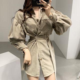 Belted Corduroy Long Top