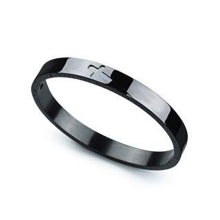 Fashion And Simple Plated Black Cross 316l Stainless Steel Bangle Black - One Size