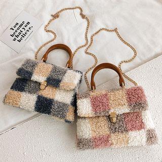 Plaid Fleece Crossbody Bag