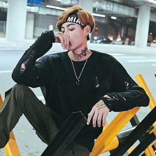 Ripped Knitted Coat