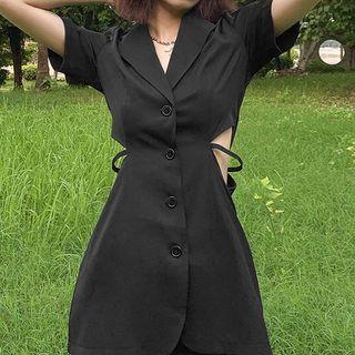 Short-sleeve Cut-out Mini A-line Blazer Dress