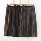 Striped Woolen A-line Midi Skirt