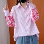 Long-sleeve Striped Shirt Red & White - One Size