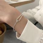 Knot Layered Alloy Bracelet Silver - One Size