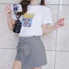 Bow-front Gingham Skort