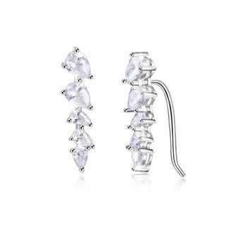Sterling Silver Fashion Elegant Geometric Earrings With Cubic Zircon Silver - One Size
