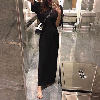 Short-sleeve Maxi Sheath Dress
