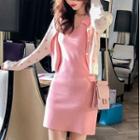 V-neck Sleeveless Mini Dress Pink - One Size