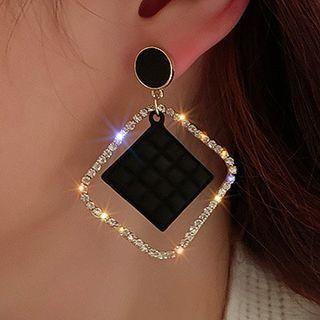 Rhinestone Drop Earring 1 Pair - Silver Pin - Orange - One Size