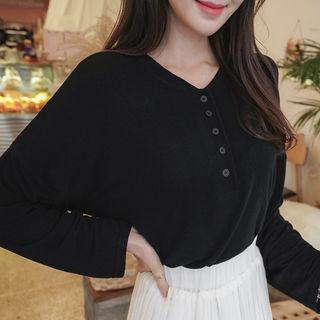 Drop-shoulder Round-hem Henley