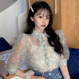 Short-sleeve Mesh Shirt / Camisole Top