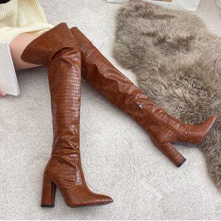Chunky-heel Over The Heel Boots