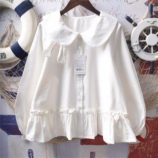 Cropped Rabbit Ear Peter Pan Collar Shirt