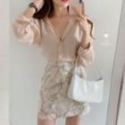 Plain Shirt / Flower A-line Skirt
