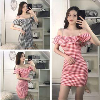 Plaid Spaghetti Strap Bodycon Dress