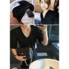 V-neck Drop-shoulder Midi Dress