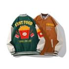 French Fries Embroidered Baseball Jacket